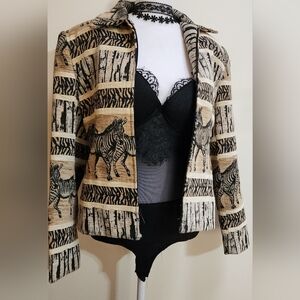 ♥︎HOST PICK♥︎ Vintage Safari Zebra Tapestry Jacket Women's Size 8